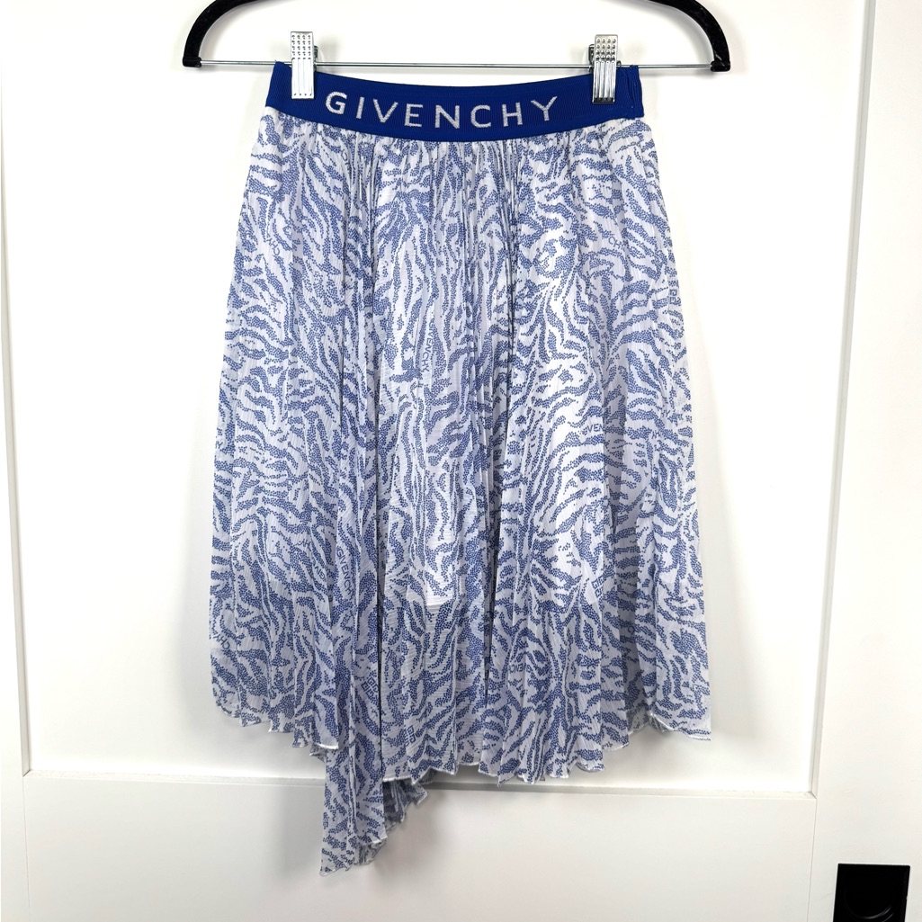 Givenchy Girl's Mini Me Asymmetric Pleated Skirt Blue Size 10 Nwt